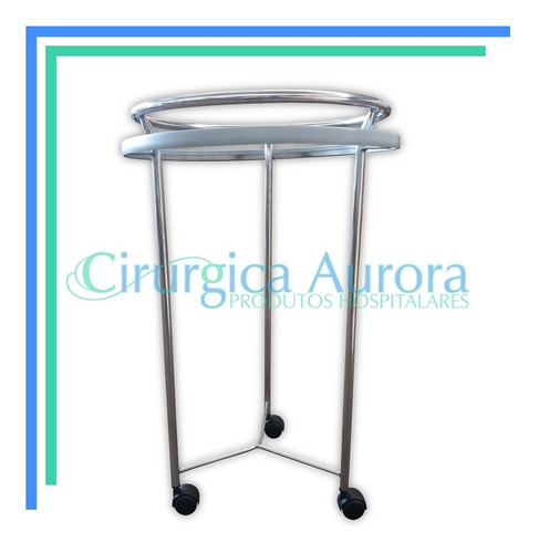 Hamper Hospitalar Em Inox, Com Para Choque E Saco Em Brim