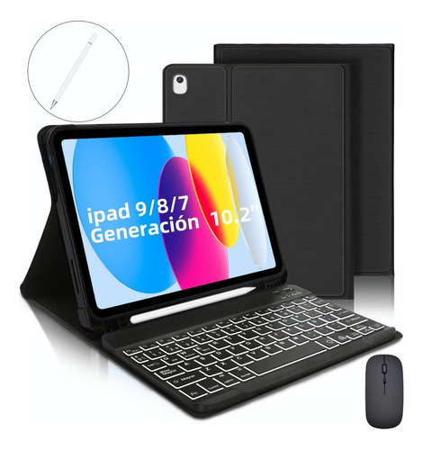 Bn Funda Teclado Mouse +lápiz Para iPad iPad 9ª/8ª/7ª Gen
