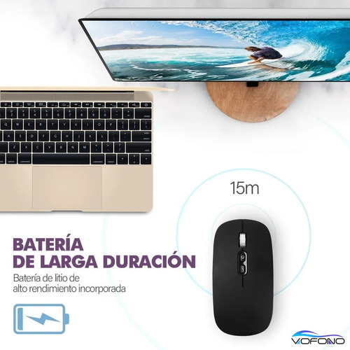 Mause Inalambrico Mouse Recargable 2.4g Ratón Juego Maus