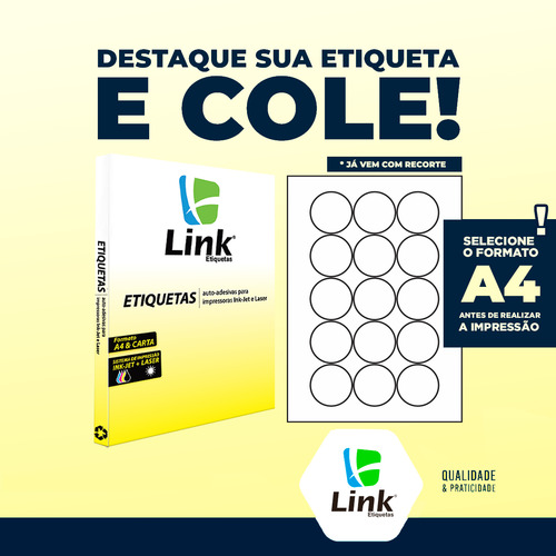 Etiqueta Adesiva A4 52,0mmø Caixa Com 100 Folhas
