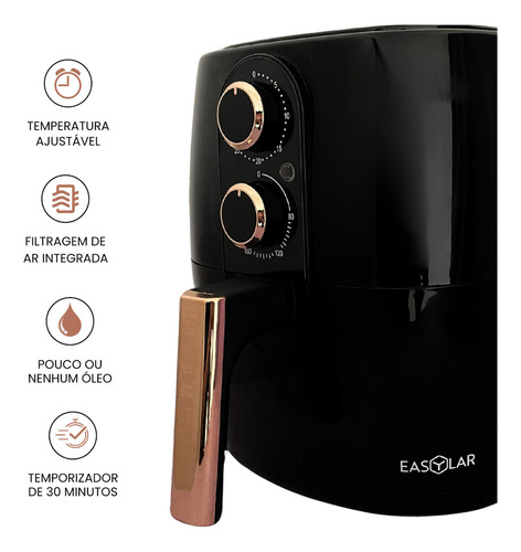 Fritadeira Elétrica Sem Óleo Air Fryer Easylar 3,5l Preta