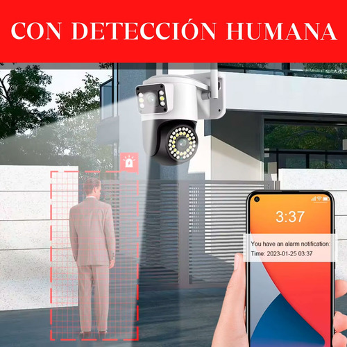 Cámara Ip Wifi Seguridad Inalámbrica Antirobo 2 Lentes Espia Blanco