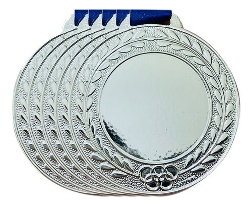 Kit 10 Medalhas 4,4cm Com Centro Liso Personalizável Campeão Cor Prata