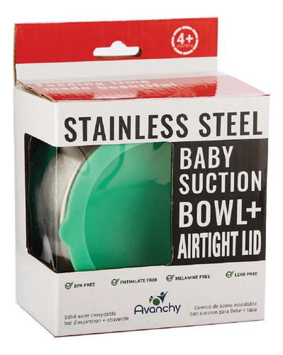Tigela Inox Com Ventosa E Tampa Verde (+4m) - Avanchy