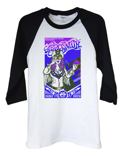 Polera Raglan 3/4 Aerosmith Chile Rock Abominatron