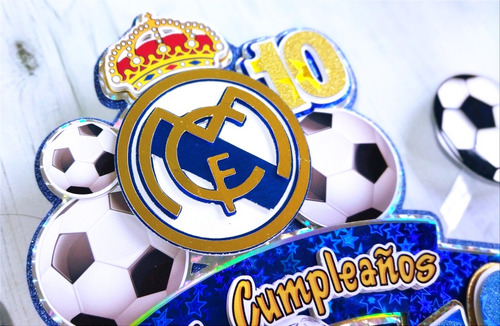 Topper Para Tortas Futbol Real Madrid Personalizado Ocasión