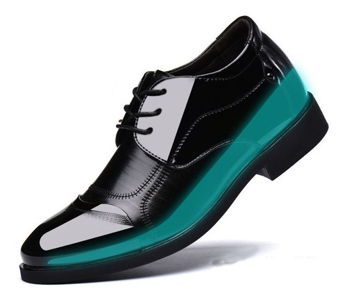 Zapatos De Vestir Caballero Charol Negro Casual Cuero Formal