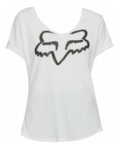 Remera Womens Boundary V Neck Tee Blanco Logo Negro Fox