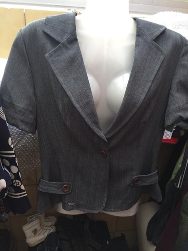 Blazer Gris Dama Manga Corta