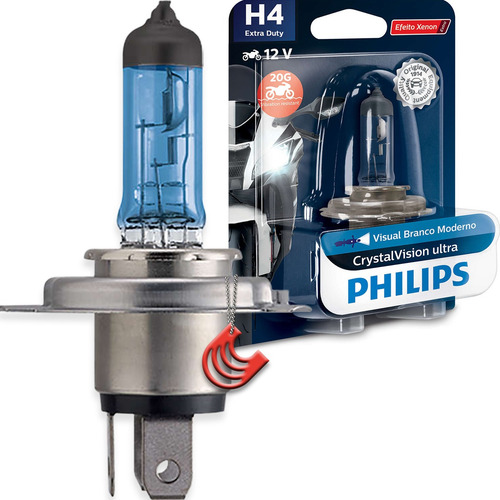 Imagem 1 de 6 de Lâmpada Philips Crystal Vision Moto H4 35/35w Super Branca