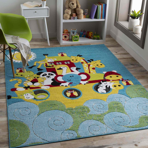Jans Kids Noah39s Ark Area Rug, 33911 X 5397, Azul Ciel...