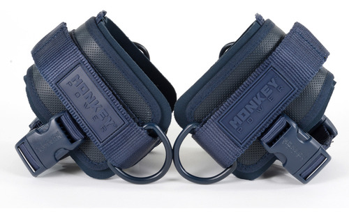 Monkey Power Fit Par De Grilletes Ultra Azul Navy Para Gym Polea Con Talonera Fitness Gimnasio Para Gluteos, Pierna Y Laterales, Materiales De Alta Calidad, Nylon, Plastico Y Acero, Correas Reforzadas