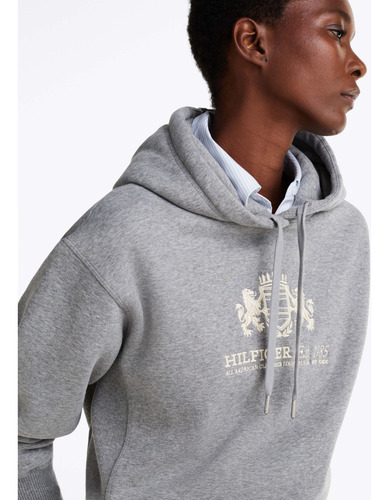Sudadera Gris Con Capucha Y Cordón Tommy Hilfiger Mujer