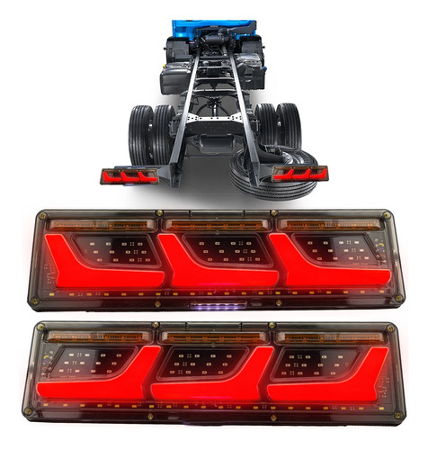 Par Lanterna Traseira L46 Led Sequencial Caminhão Hr 1113 