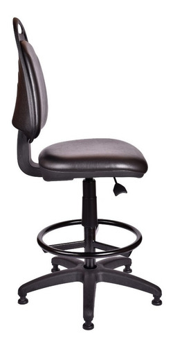 Silla de escritorio de Outlet Diva cajera sin apoyabrazos y sin ruedas ergonómica negra con tapizado de cuero sintético