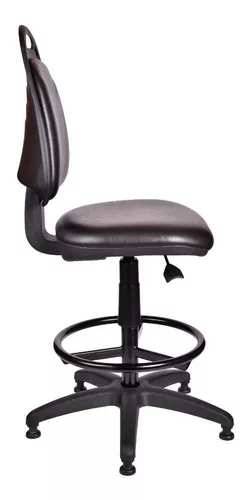 Silla de escritorio de Outlet Diva cajera sin apoyabrazos y sin ruedas  ergonómica negra con tapizado de cuero sintético
