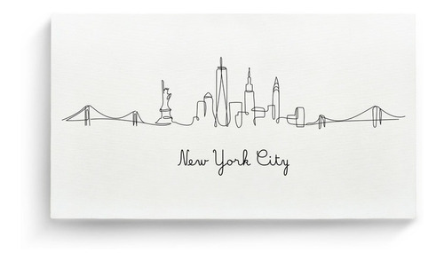 Cuadro New Yor City Ilustración Canvas Panoramico Moderno