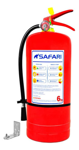 Extintor Pqs Safari De 6 Kilos Con Soporte Metálico Zfe-06