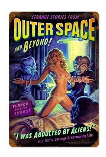 Señales - Alien Abduction - Pin-up Girl Retro Metal Tin Sign