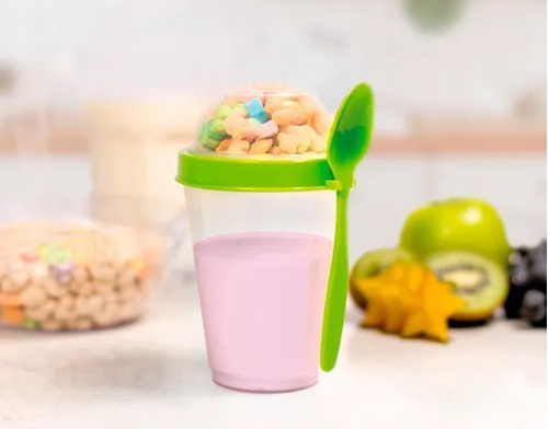 Vaso Para Ceral Y Yogurt Con Separador Y Cuchara