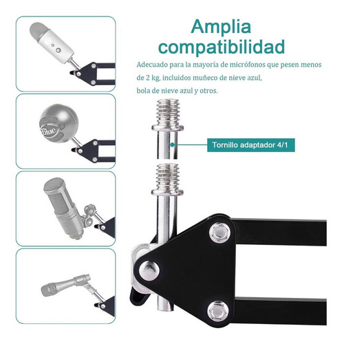 ^ Estudio De Micrófono Soporte Brazo Para Grabación