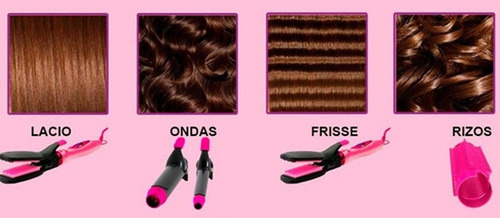 Imagen 6 de 10 de Modelador Cabello Rizador De Pelo Buclera Planchita Multiuso - Multistyler Full - Lacio Rizos Rulos Ondas Bucles -