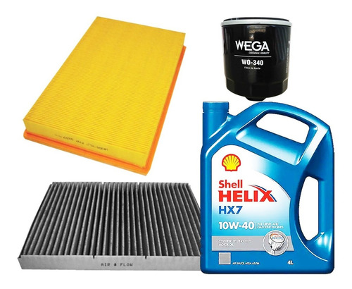 Kit Filtros Wega + Shell Hx7 10w40 4lt Vw Fox Golf 2004 