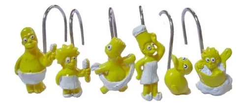 Ganchos Para Cortina De Baño Los Simpsons Resina X 12 Un Of!