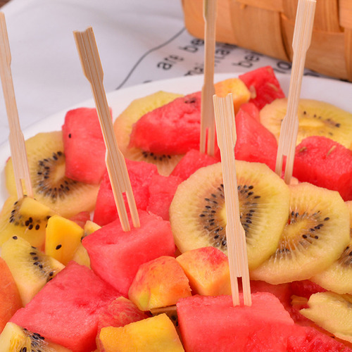 Tenedores Desechables De BambĂș Para Frutas, De Madera, Para