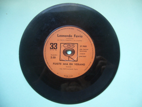 Leonardo Favio / Fuiste Mía Un Verano / Vinilo