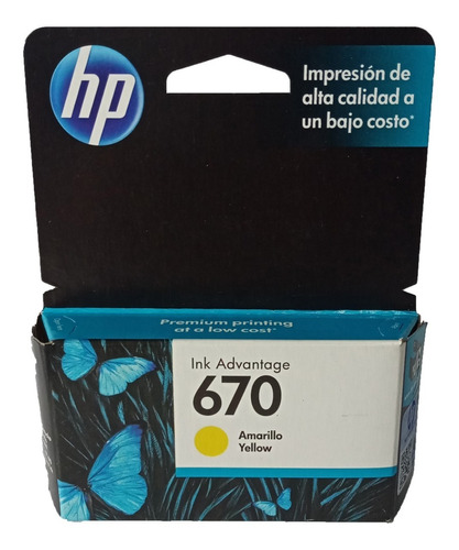 Cartucho Hp 670 Amarillo Original Cz116al Verificable Americ