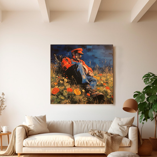 Arte Super Mario Clasico Tela  80 X 80 Cm 