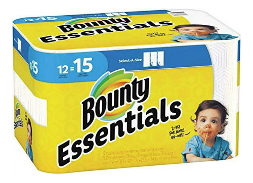 Toallas De Papel Bounty Hojas Blancas, 12 Rollos Dobles Esse