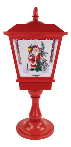 Lampara Faro Musical Con Luces Nieve Viejo Pascuero Navidad Color Rojo