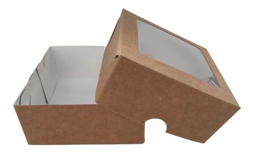 Imagem 6 de 8 de Caixa Kraft Com Visor Para Presente 10x10x4,5 - 20un