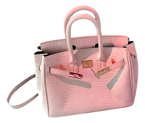 comprar Cartera Bandolera Lo Último 2022 Ruffine. Acabado De Los Herrajes Oro Suave Color Rosa Diseño De La Tela Croco