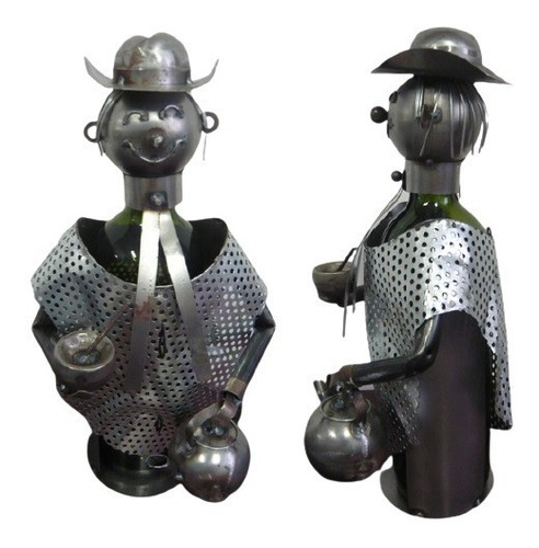  Portabotella Gaucho C/mate Metal  Artesanal 16 X 38 Cm