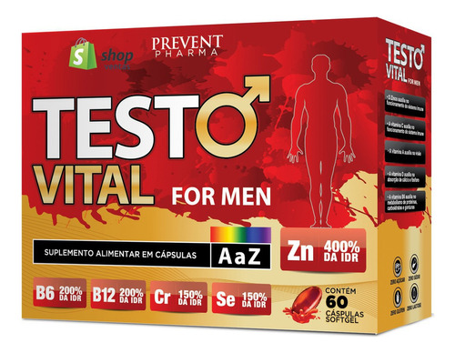 Testo Vital For Men Zinc 60 Caps Aumente Su Rendimiento