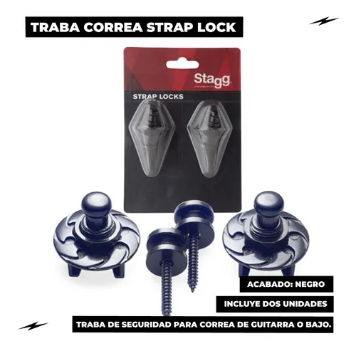 Strap Lock Traba Para Correa De Guitarra O Bajo Stagg