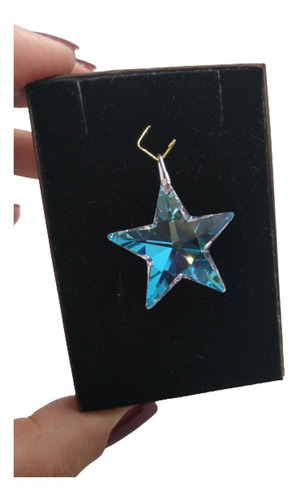 Imagem 3 de 5 de Pingente Estrela Cristal Swarovski 2,8 Cm Blue Ab Prata 925