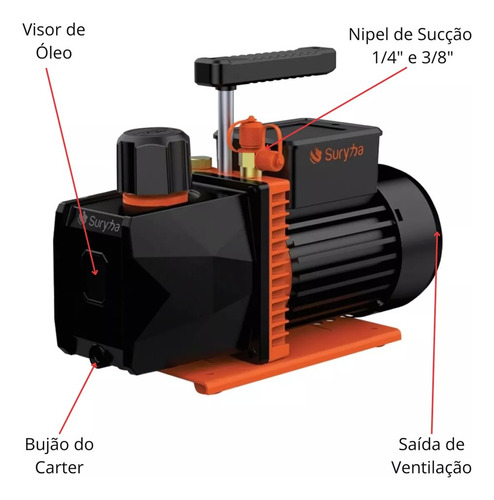 Bomba De Vácuo Suryha 5cfm Duplo Estágio 80155.031 Bivolt