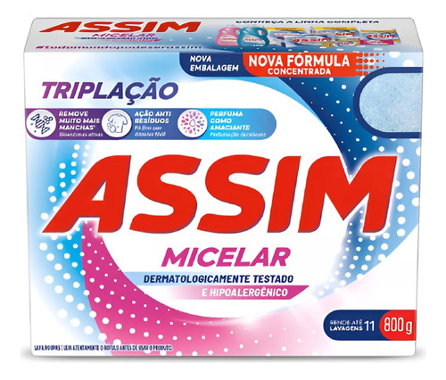 Sabão Em Pó Triplação Micelar Rosa 800g Assim