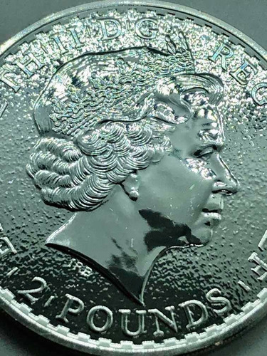 Moneda De Plata 1 Oz Britania 2 Libras Gran Bretaña Año 2015 (Usado)