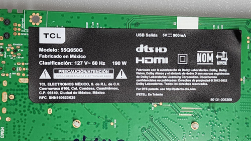 Fuente De Poder Modelo 40-l20xh4-pwc1zg Tcl 55q650g (Usado)