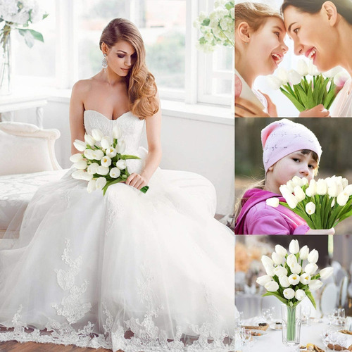 De 30pzs Flores Artificial Tulipanes Decoración Fiesta Boda