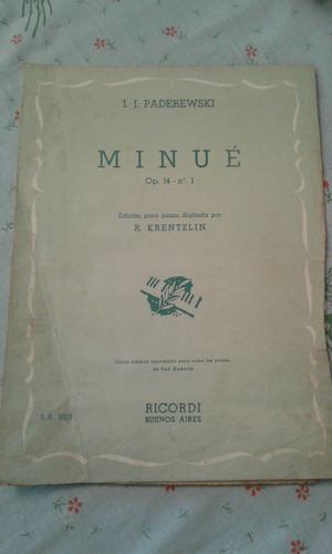 Minue  Op. 14 - Nº 1  I. J. Paderewski  -   Ricordi