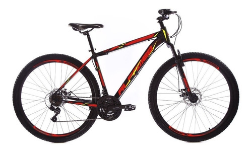 Mountain bike Alfameq NX aro 29 21" 24v freios de disco mecânico câmbios Shimano Tourney TZ510 y Shimano Tourney TX800 cor preto/vermelho