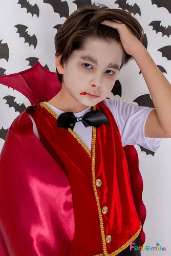 fantasia vampira infantil de luxo com capa removível para Halloween
