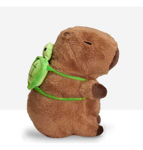 Peluche Capibara Con Mochila De Tortuga 30cm