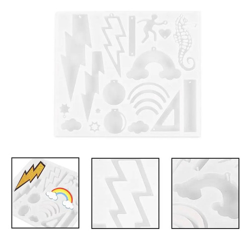 Molde Silicona Aros Dije Arcoiris Estrella Rayo Joyas Resina Color Transparente